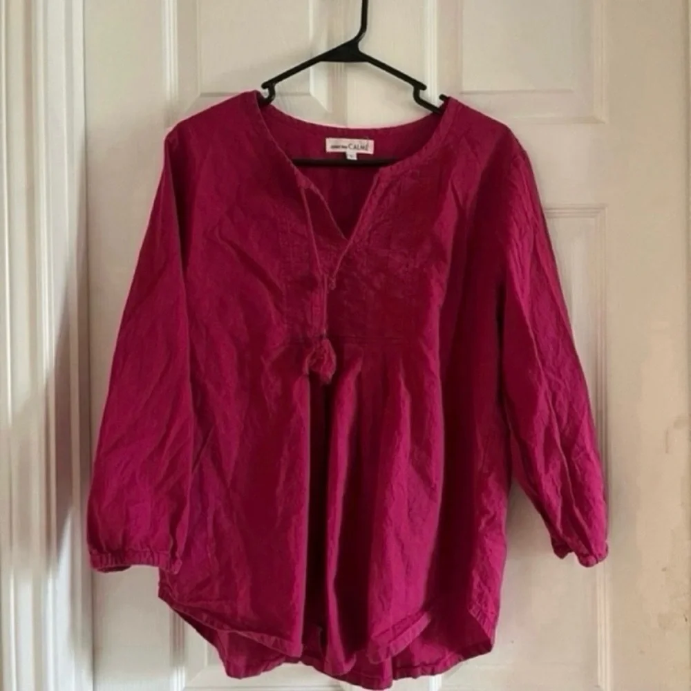 Johnny Was Calme Pink BOHO organic cotton Peasant Blouse - Picture 2 of 6
